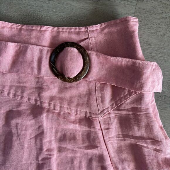 Free People Higher Ground Linen Mini Skirt Women’s Small Pink Flare - Picture 3 of 10